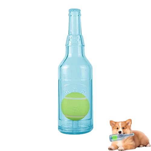 Nimedala Crunchnplay-Flaschenspielzeug, Wasserflaschen-Hundespielzeug mit Tennisball, quietschendes Hundespielzeug, interaktives Hundespielzeug (19.5 * 5.5cm,Blue) von Nimedala