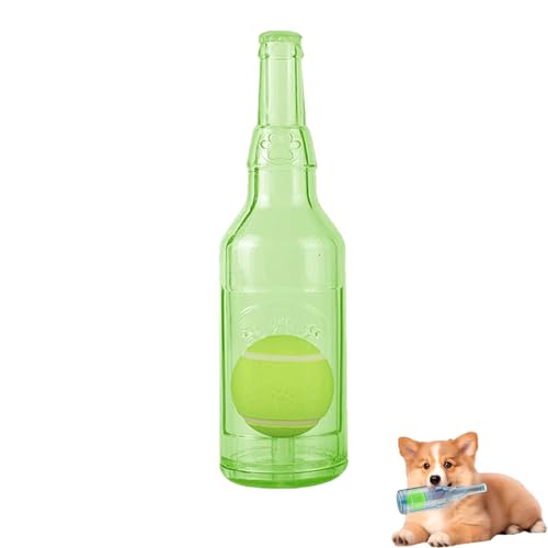 Nimedala Crunchnplay-Flaschenspielzeug, Wasserflaschen-Hundespielzeug mit Tennisball, quietschendes Hundespielzeug, interaktives Hundespielzeug (19.5 * 5.5cm,Green) von Nimedala