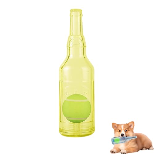 Nimedala Crunchnplay-Flaschenspielzeug, Wasserflaschen-Hundespielzeug mit Tennisball, quietschendes Hundespielzeug, interaktives Hundespielzeug (19.5 * 5.5cm,Yellow) von Nimedala