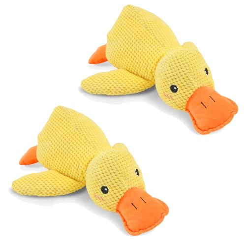 Nimedala CuddleDuck - Die Kuschelente gegen Stress, Anti Stress Ente für Hunde, Anti Stress Ente Hund, Hundespielzeug Ente, Beruhigungsente für Hunde (Gelb*2Pcs,L) von Nimedala