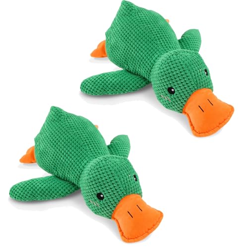 Nimedala CuddleDuck - Die Kuschelente gegen Stress, Anti Stress Ente für Hunde, Anti Stress Ente Hund, Hundespielzeug Ente, Beruhigungsente für Hunde (Grün*2Pcs,L) von Nimedala