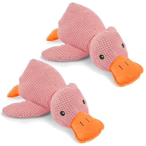 Nimedala CuddleDuck - Die Kuschelente gegen Stress, Anti Stress Ente für Hunde, Anti Stress Ente Hund, Hundespielzeug Ente, Beruhigungsente für Hunde (Rosa*2Pcs,L) von Nimedala