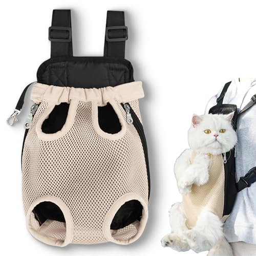 Nimedala Furry Pawsy Carrier, Furry Pawsy Cat Carrier, Hunde-/Katzen-Rucksack, Haustier-Tragetasche mit verstellbaren Gurten (L,Beige) von Nimedala