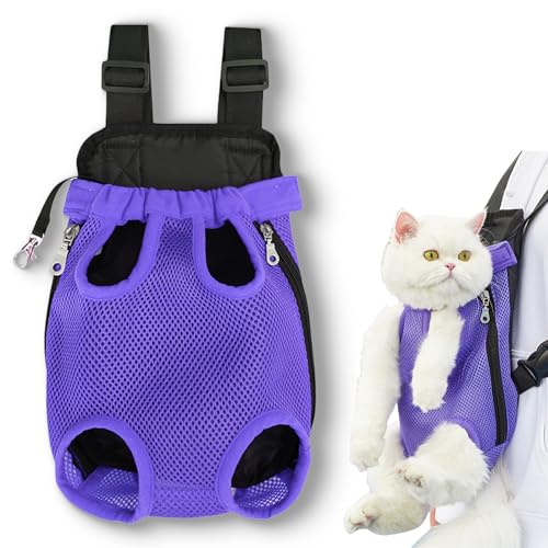 Nimedala Furry Pawsy Carrier, Furry Pawsy Cat Carrier, Hunde-/Katzen-Rucksack, Haustier-Tragetasche mit verstellbaren Gurten (S,Purple) von Nimedala