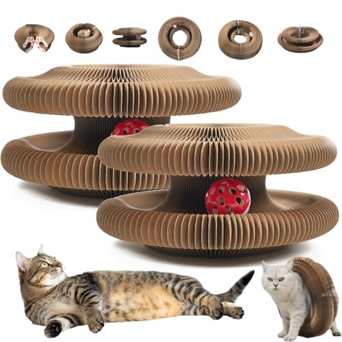 Nimedala Kitten Curl, Kitten Curl Spielzeug, Kitten Curl Katzenspielzeug, Kitten Curl Katzenspielzeug aus Karton, Magic Organ Katzenkratzbaum, Akkordeon Katzenspielzeug mit Ball (2Pcs) von Nimedala