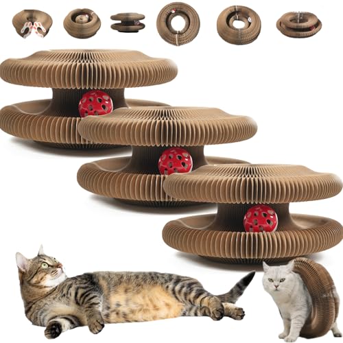 Nimedala Kitten Curl, Kitten Curl Spielzeug, Kitten Curl Katzenspielzeug, Kitten Curl Katzenspielzeug aus Karton, Magic Organ Katzenkratzbaum, Akkordeon Katzenspielzeug mit Ball (3Pcs) von Nimedala