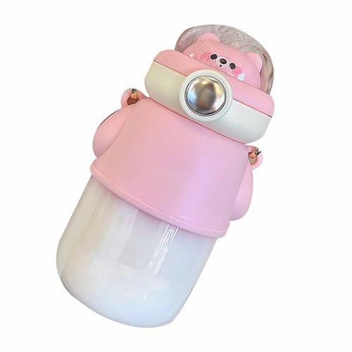 Nimomo Bären-Wasserflasche in Bärenform, 620 ml, mit tragbarem Kunststoff-Kawaii-Becher von Nimomo