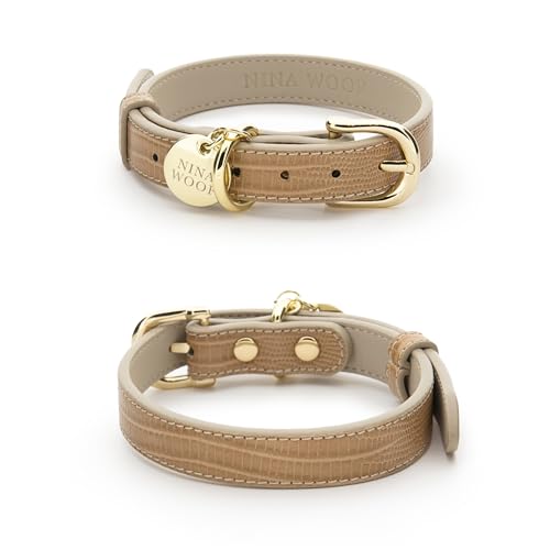 NINA WOOF Milan Hundehalsband aus veganem Leder – Gepolstertes Luxus-Hundehalsband mit verstellbarer Schnalle – Halsband für Hunde, Hundehalsband für kleine Hunde bis Hundehalsband für große Hunde – von Nina Woof