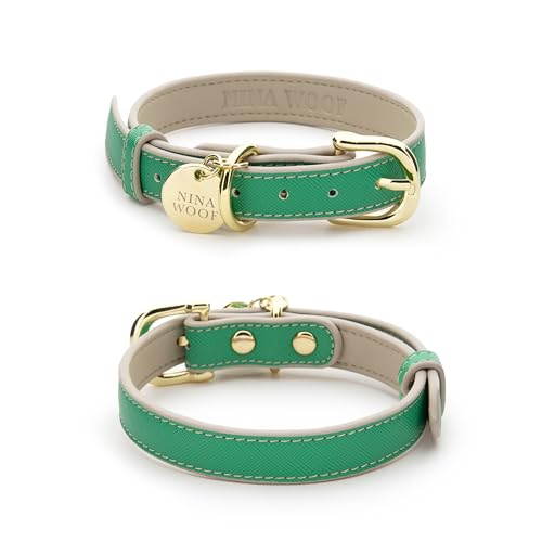 NINA WOOF Rio Hundehalsband aus veganem Leder - Gepolstertes Luxus-Hundehalsband mit Verstellbarer Schnalle - Halsband für Hunde, Hundehalsband für kleine Hunde bis Hundehalsband für große Hunde von Nina Woof