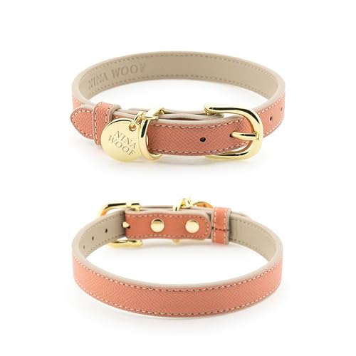 NINA WOOF Rio Hundehalsband aus veganem Leder – Gepolstertes Luxus-Hundehalsband mit verstellbarer Schnalle – Halsband für Hunde, Hundehalsband für kleine Hunde bis Hundehalsband für große Hunde – von Nina Woof