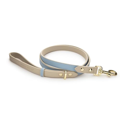 Nina Woof Cupertino Hundeleine, veganes Leder, schmale Leine mit verstärkten Hardware, handgefertigte Lederleine für Hunde, europäisches Design, weiche Hundehalsbänder, Blau, 1.2 m von Nina Woof