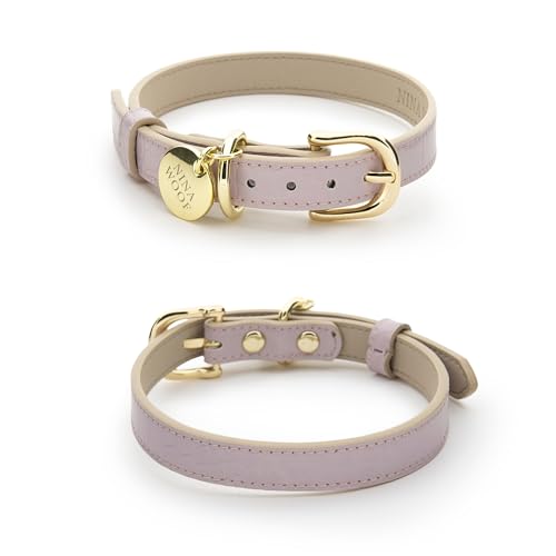 Nina Woof Milan Leder Vegan -Hundehalsband – Luxuriöses süßes Hundehalsband mit Verstellbarer Schnalle – weich Gepolstertes Halsband, Rundes Leder-Hundehalsband für Kleine, Mittelgroße und von Nina Woof