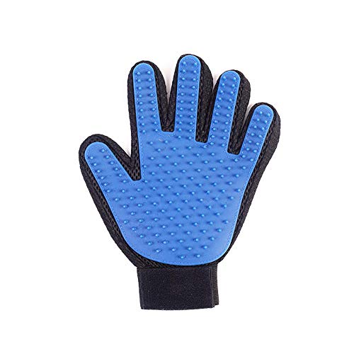 Haustier zum Bürsten, Haarkämmen, Haarentfernungshandschuhe-Blaue Linke Hand (einzeln) von Ningvong