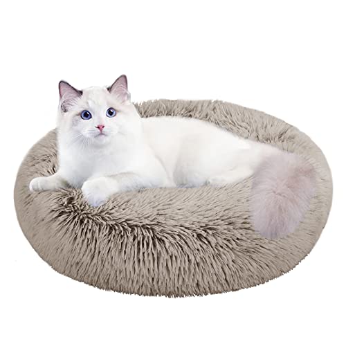 Katzenbetten für Indoor-Katzen, 61 cm, Hundebett für kleine Melium-große Hunde, waschbares, rundes Haustierbett für Welpen und Kätzchen, mit rutschfester Unterseite von Nisrada