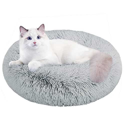 Katzenbetten für Indoor-Katzen, 61 cm, Hundebett für kleine Melium-große Hunde, waschbares, rundes Haustierbett für Welpen und Kätzchen, mit rutschfester Unterseite von Nisrada