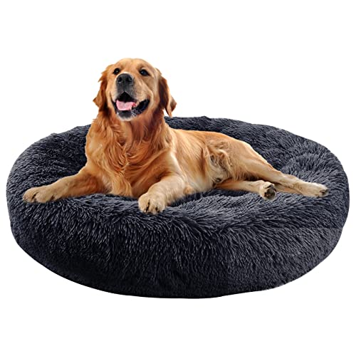 Nisrada Hundebett für kleine, mittelgroße und große Hunde, 142,2 cm, beruhigendes Hundebett, waschbar, rund, gemütlich, weiches Haustierbett für Welpen und Kätzchen mit rutschfester Unterseite von Nisrada