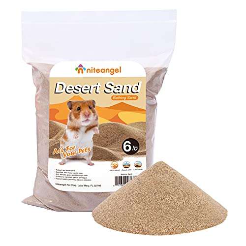 Niteangel Hamster Wüstenbad Sand | Staubfreier Badesand oder Streusand für Hamster, Chinchillas, Gerbils, Mäuse, Degus oder andere kleine Haustiere (2.72kg, Wüstensand) von Niteangel