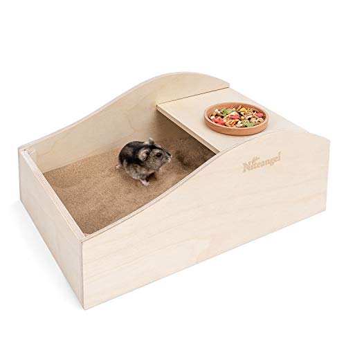 Niteangel Sandbad für Hamster, staubfrei, Holzdusche und Sandwanne für kleine Tiere wie Hamster, Mäuse, Lemmaus oder Rennmäuse, Größe M (L x B): 30 x 19,8 cm von Niteangel