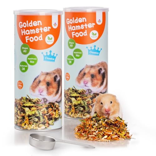 Niteangel Hamster-Snacks und Leckerlis Spielzeug - Natürlicher Leckerbissen für Zwerghamster, Syrische Hamster, Robo Hamster, Gerbils, Mäuse (Classics 1000g Golden Hamster Food + Food Scoop) von Niteangel