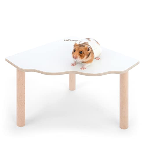 Niteangel Hamster Spielpodest aus Holz für Zwerghamster, Syrische Hamster, Gerbils, Mäuse, Degus oder andere kleine Haustiere (Dreieck - 5,9'' Höhe, Weiß) von Niteangel