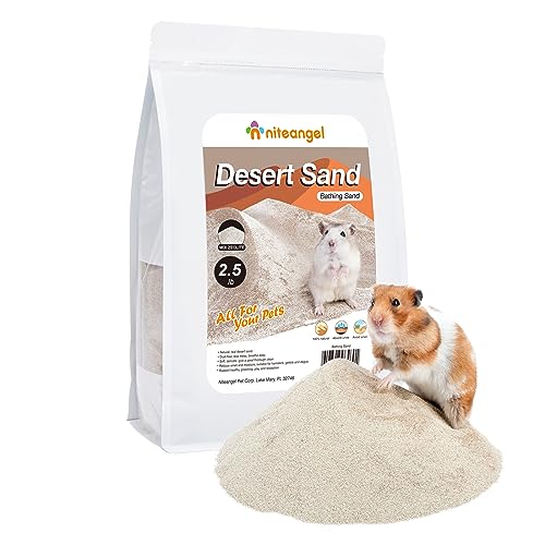 Niteangel Hamster Wüstenbad Sand | Staubfreier Badesand oder Streusand für Hamster, Chinchillas, Gerbils, Mäuse, Degus oder andere kleine Haustiere (1kg, Wüstensand & Zeolith-Partikel) von Niteangel