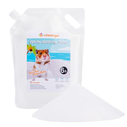 Niteangel Hamster Wüstenbad Sand | Staubfreier Badesand oder Streusand für Hamster, Chinchillas, Gerbils, Mäuse, Degus oder andere kleine Haustiere (Weißer Sand, 2.72kg) von Niteangel