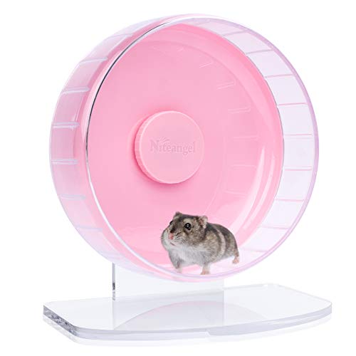 Niteangel Superleise Hamster-Trainingsräder: Leise Spinner Hamster Laufräder mit verstellbarem Ständer für Hamster, Rennmäuse, Mäuse oder andere Kleintiere (S, Rosa) von Niteangel