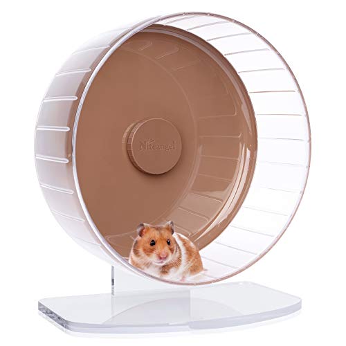 Niteangel Superleise Hamster-Übungsräder: Leise Spinner-Hamster-Laufräder mit verstellbarem Ständer für Hamster, Rennmäuse, Mäuse oder andere Kleintiere (L, Braun) von Niteangel