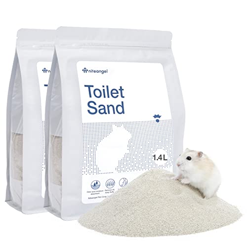 Niteangel Trainingsstreu Töpfchen Sand - Hamster Sandbad für syrische Zwerghamster Rennmäuse Lemming Degus oder andere kleine Haustiere (1,4 x 2 - blaues Etikett) von Niteangel