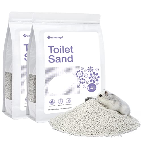 Niteangel Trainingsstreu Töpfchen Sand - Hamster Sandbad für syrische Zwerghamster Rennmäuse Lemming Degus oder andere kleine Haustiere (1,4 L x 2 - Lila Label) von Niteangel