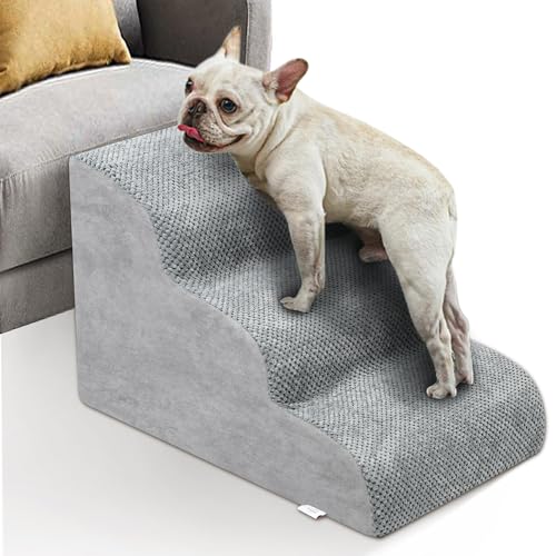 Hundetreppe für kleine Hunde - Hochdichte Schaumstoff-Hunderampe, Extra breite Haustierstufen mit rutschfester Unterseite für hohe Betten, Couche und Sofa, am besten für verletzte, ältere Hunde Katzen von Niubya