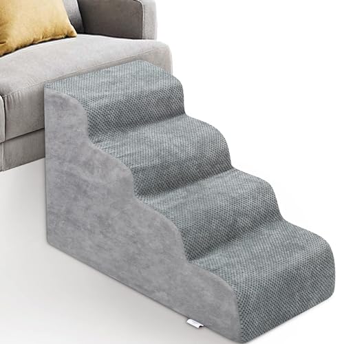 Hundetreppe für kleine Hunde - Hochdichte Schaumstoff-Hunderampe, extra breite Haustierstufen mit rutschfester Unterseite für hohe Betten, Couche und Sofa, am besten für verletzte Hunde, ältere Hunde von Niubya