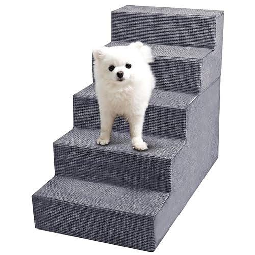 Niubya Hundetreppe für kleine Hunde, Hundetreppe für hohe Betten und Couch, 58 cm hoch, rutschfeste Unterseite, Haustiertreppe für kleine Hunde und Katzen, hochdichter Schaumstoff, Haustiertreppe für von Niubya