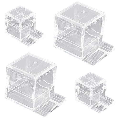 Niuhong 4 Pcs Ameisen Wasser Futterspender Mini Ameisennest Transparenter Nistkasten Füttern Ameisenfarm Futterschale Mikrotier Wasserspender Futterstelle Insekten Ameisen Haus (Transparentes, SL) von Niuhong