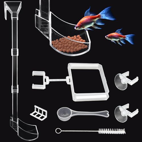 Aquarium-Futterrohr Set für Garnelenfutter Aquarium Futterrohr Kit Garnelen Futterschale Set Rohr und Futter-Schale für Garnelenfutter mit Fütterungsring, Reinigungsbürste von Niuohoy