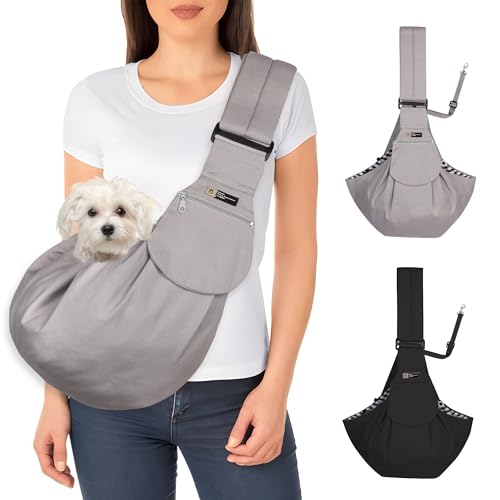 Hundetragetasche Kleine Hunde, Tragetuch Hund mit Verstellbarem, Haustier Hundetasche für Spaziergänge und Aktivitäten, Atmungsaktiv und Fronttasche (grau-01) von Niuoppy