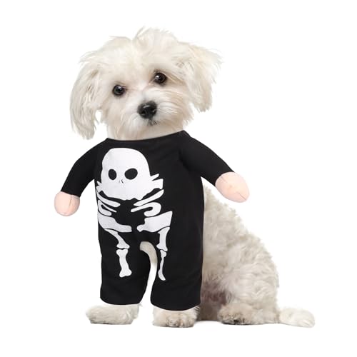 Niuoppy Halloween Hundekostüm, Hundeverkleidung Halloween Haustier Kostüme Katze, Lustiges Cosplay Kleid Schädel Outfit, Hund Lustige Kleidung für Kleine Mittlere Hunde Katzen Welpe (Halloween, XL) von Niuoppy