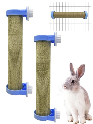 Niwaes 2 Pack Bunny Kratzbaum Käfig montiert Kaninchen Kratzbaum Sisal Kratzbaum Gelb von Niwaes