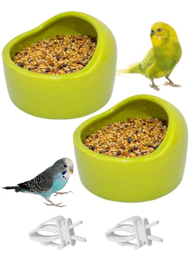 Niwaes 2 Stück Keramik-Vogelfutterschalen für Sittiche, Käfig, Wassernapf, Vögel, Futterschale für Papageien, Wasser-Futterspender für Käfig, mit 2 Kunststoff-Futterclips für Sittiche, Nymphensittiche Niwaes 2 Stück Keramik-Vogelfutterschalen für Sittiche, Käfig, Wassernapf, Vögel, Futterschale für Papageien, Wasser-Futterspender für Käfig, mit 2 Kunststoff-Futterclips für Sittiche, Nymphensittiche von Niwaes