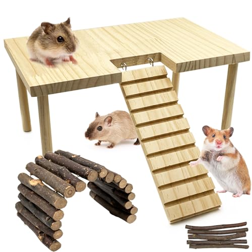 Niwaes Große Hamsterplattform aus Holz mit Beinen Zwerghamster Stehplattform Übungsspielzeug U-Form von Niwaes