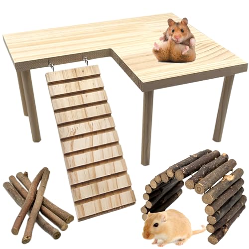 Niwaes Hamsterplattform aus Holz mit Beinen Zwerghamster Stehplattform Übungsspielzeug von Niwaes