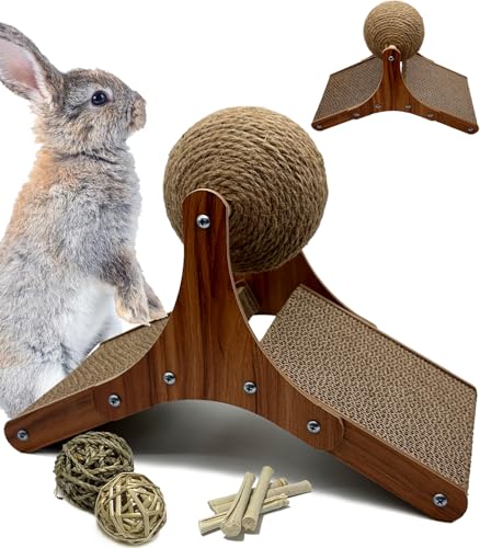 Niwaes Kaninchen Kratzspielzeug, Sisal Bunny Kratzball und Kratzpappe Pad, Haustier Anreicherung Interaktives Spielzeug für Indoor Hasen Frettchen Chinchillas Kleintiere Langeweile Breaker von Niwaes