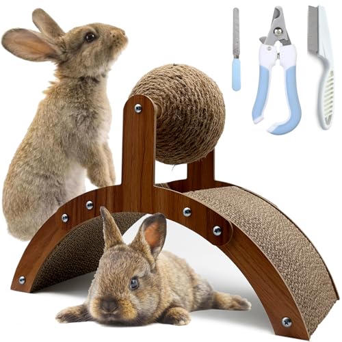 Kaninchen Kratzspielzeug, Sisal Bunny Kratzpappe Pad und Kratzball, Haustier Anreicherung Interaktives Spielzeug für Indoor Hasen Frettchen Chinchillas Kätzchen Kleintiere Langeweile Breaker von Niwaes