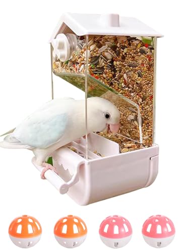 Niwaes No Mess Automatischer Vogelfutterspender Transparenter Futterbehälter Käfig Acryl Papagei Futterspender Zubehör Weiß von Niwaes