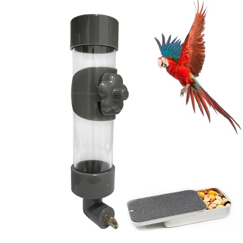 Niwaes Vogeltränke, Wasserspender für Sittiche, Vogeltrinkflasche, Papagei, automatisches Trinkgerät für Wellensittiche, Nymphensittiche, Lovebirds Kanarienvögel, Finken, Grau (300 ml) von Niwaes