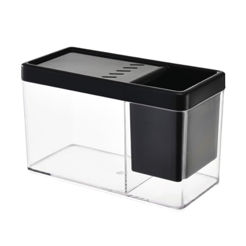 Niwugady Aquarium-Starter-Kits, kleines Aquarium mit atmungsaktivem Loch-Design, glatte Kanten, große Öffnung, Aquarium-Starter-Kits für Büro, Wohnzimmer, Apartmemt, schwarz, kein Kaninchen von Niwugady