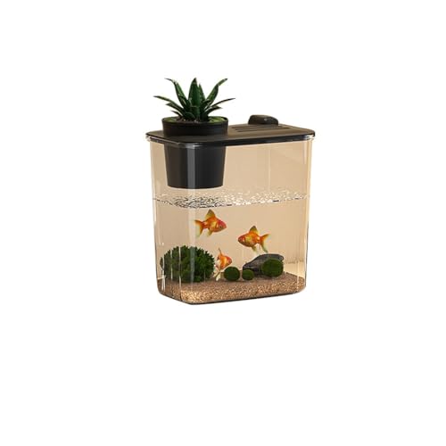 Niwugady Aquarium Starter Set, Mini Tisch Aquarium mit Pumpe, LED-Licht, Simulierten Wasserpflanzen Fischtank Landschaftsbau Aquarium Tischdekoration für Heim Büro,S,16.5x11x18cm von Niwugady