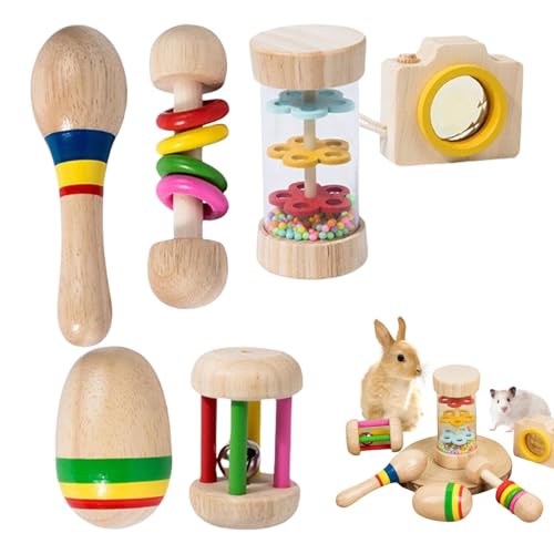 Nixiara Kaninchenspielzeug, Hasenspielzeug für Kaninchen innen | Buntes 6 -Fach - -Kaninchen -Anreicherungsspielzeug - Nettes Haustier Spielen Zähne Mahlen, Hamster Teether, bissresistente Tier von Nixiara