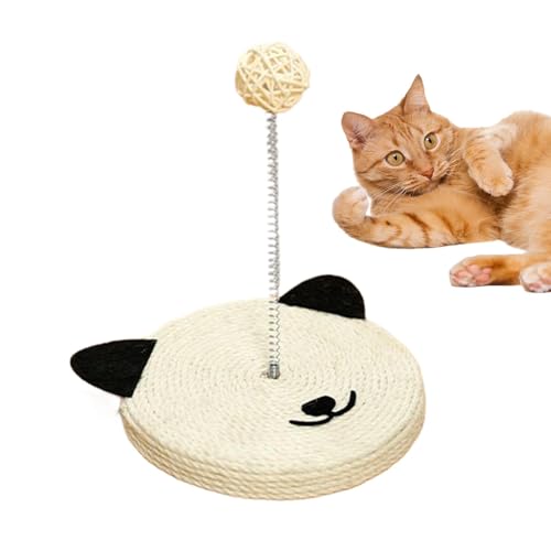 Nixiara SISAL CAT Crocker, Kätzchen Scratch Post | Interaktiver Sisal Cat Head Form Stick,Eingebaute Bell-Heimmöbelschutz, mentale körperliche Bewegung Spielzeug für alle Rassen von Nixiara