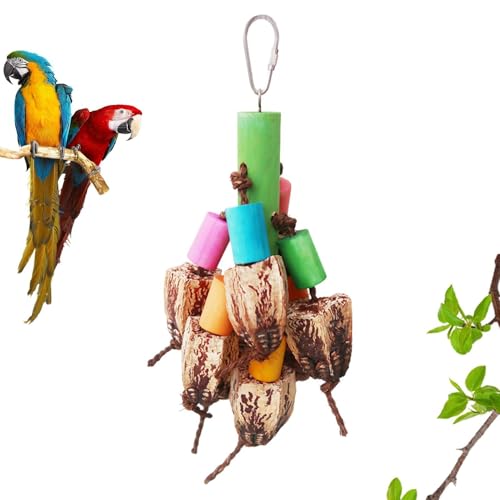 Nixiara Shotet kauen Spielzeug, Bird Shredding Toys,Holzspeicherspielzeug | Papageienhangbar -Vogel -Käfig -Zubehör, multifunktional von Nixiara